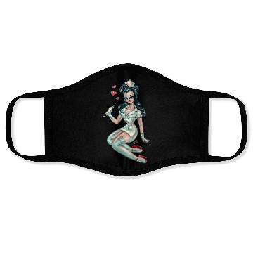 Discover Pinup Nurse Brunette Face Masks
