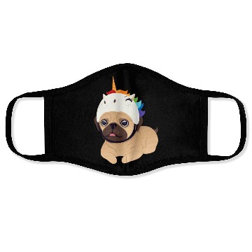 Discover unicorn pug Face Masks