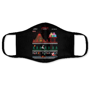 Discover Santa vs Krampus: Merry 8-bit Christmas Face Masks