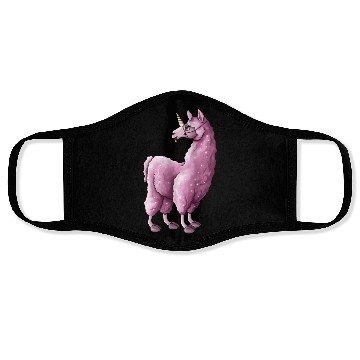 Discover Fluffy llama unicorn pink illustration cartoon Face Masks