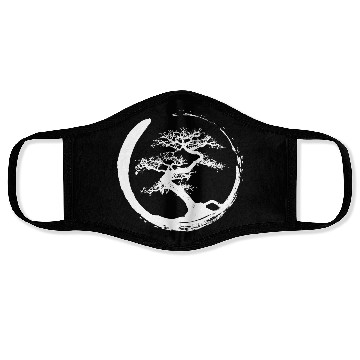 Discover Zen Bonsai Tree in Enso Circle (white) Face Masks