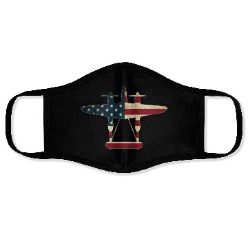 Discover US Flag P-38 Lightning Aircraft Warbird Plane Gift Face Masks
