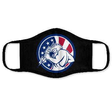 Discover Zeus With Thunderbolt USA Flag Icon Face Masks