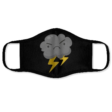 Discover Angry Cloud With Lightning Thunderstorm Weather Face Masks