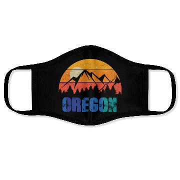 Discover Retro Vintage Oregon With Mountain And Forest Face Masks