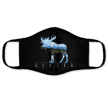 Discover Alaska - Moose Nature Outdoor Gift Face Masks