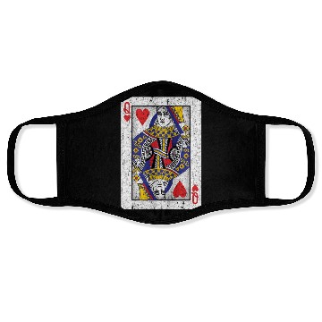 Discover queen of hearts playing card Face Masks