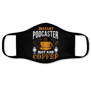 Discover Podcaster Coffee Podcasting Caffeine Microphone Face Masks