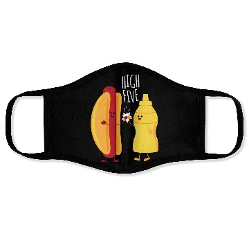 Discover HOT DOG & MUSTARD HIGH FIVE Face Masks