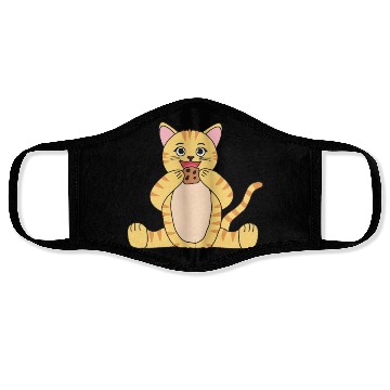 Discover Cat Comic Fantasy Cokkies eating kitten kids Face Masks