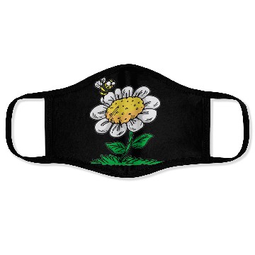 Discover COMMON DAISY FLOWER Bee Cartoon Comic Face Masks