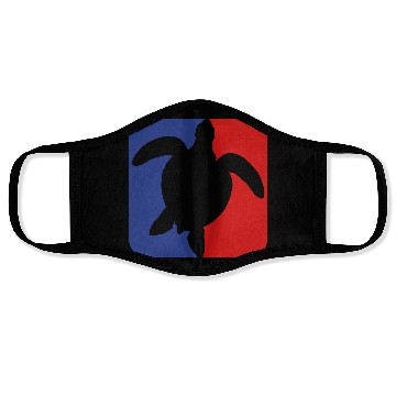 Discover red blue square button sea turtle silhouette outli Face Masks