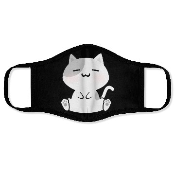 Discover Relaxed White Cat Cartoon Face Masks