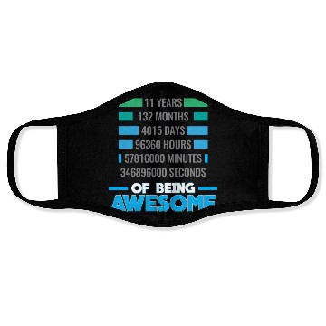 Discover 11th Birthday Anniversary Awesome - 11 Years Gift Face Masks