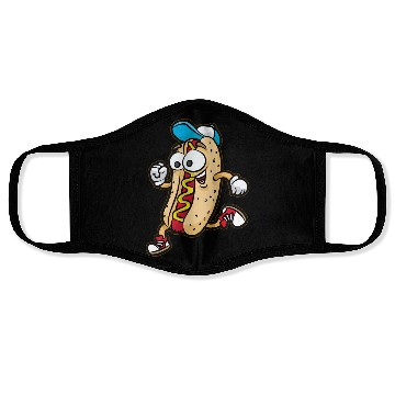 Discover Happy RUNNING HOTDOG BUN Fast Food Marathon Face Masks