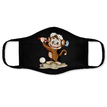 Discover Monkey Playing Golf Minigolf par stroke Face Masks hole