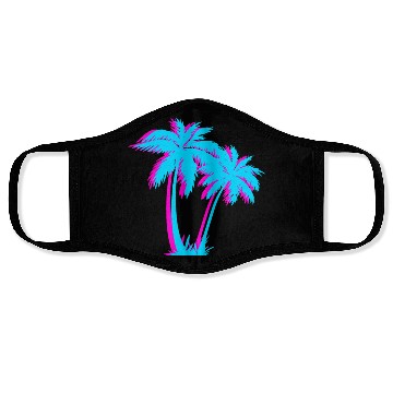 Discover Beach Vaporwave Palm Tree Gift Aesthetic Tropical Face Masks