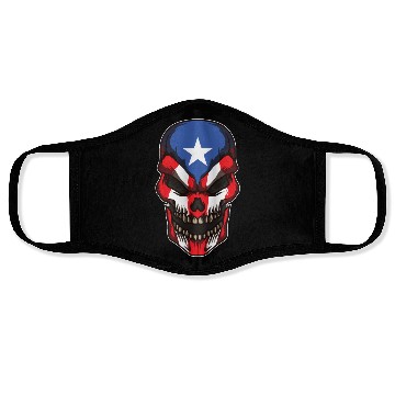 Discover Puerto Rico Skull | Proud Boricua Flag Face Masks