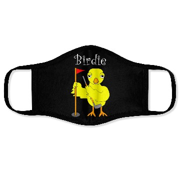Discover Birdie Golfing Chick White Text Face Masks