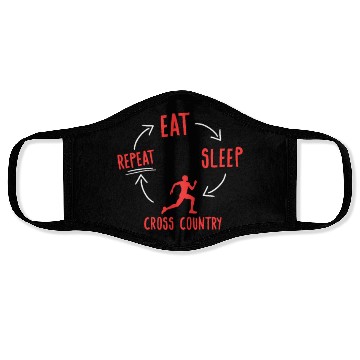 Discover Cross Country Running Runner CC Eat Sleep Repeat Face Masks