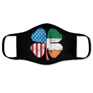 Discover Four Leaf Clover Ireland USA Flag St Patrick's Face Masks