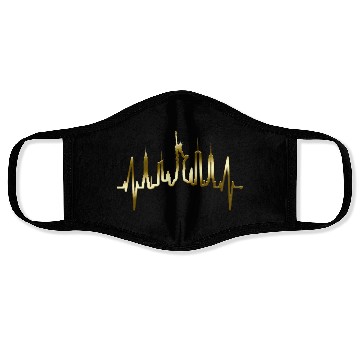 Discover New York City Heartbeat Manhattan Skyline USA Gold Face Masks