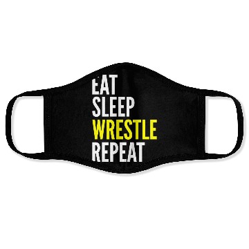 Discover Wrestler Funny Gift - Eat Sleep Wrestle Repeat Face Masks