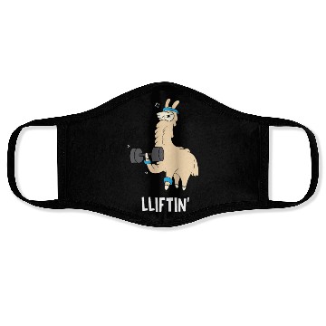 Discover Lama in the gym - lifting weights Face Masks