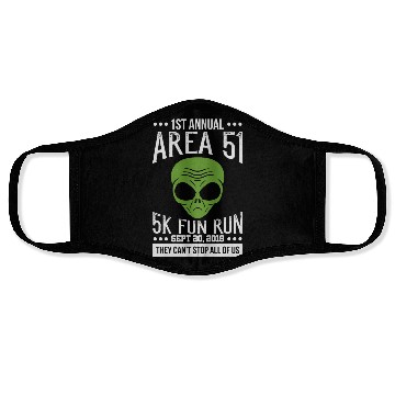 Discover Area 51 Alien Fun run Face Masks