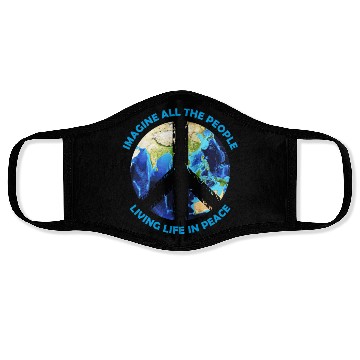 Discover Imagine all the people living life in peace Design Face Masks