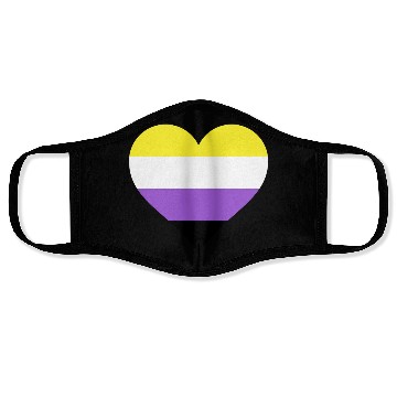 Discover Nonbinary pride flag heart LGBTQ Face Masks