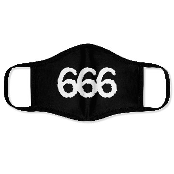 Discover 666 symbol number white Face Masks