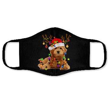Discover Womens Goldendoodle Christmas Face Masks Reindeer