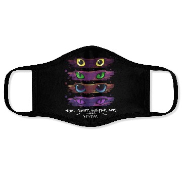 Discover Eat Sleep Warrior Cats Repeat Cat Lover Face Masks