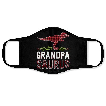 Discover Grandpa Saurus T Rex Red Plaid Matching Family Face Masks