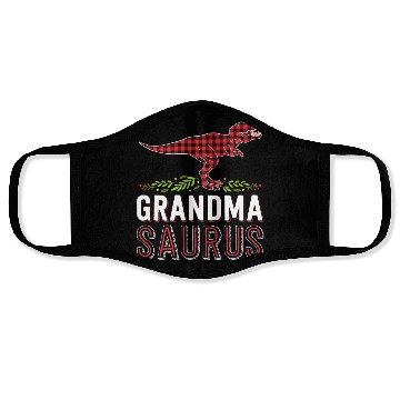 Discover Grandma Saurus T Rex Red Plaid Matching Family Face Masks