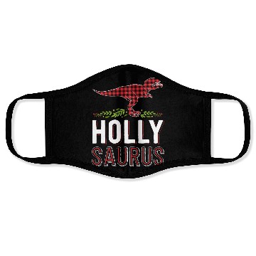 Discover Holly Saurus T Rex Red Plaid Matching Family Face Masks