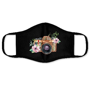 Discover Photography Machine And Flowers Face Masks