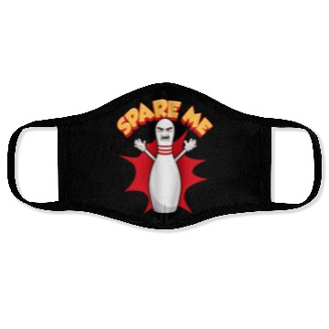 Discover Funny Scared Angry Bowling Pin: Spare Me Gift Idea Face Masks