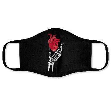 Discover Skeleton hand and red heart Face Masks