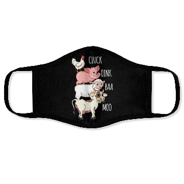 Discover Cluck Oink Baa Moo - Funny Farm Animals Stacked Face Masks