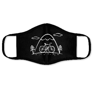 Discover Cartoon bike tour with mountains and forest Face Masks