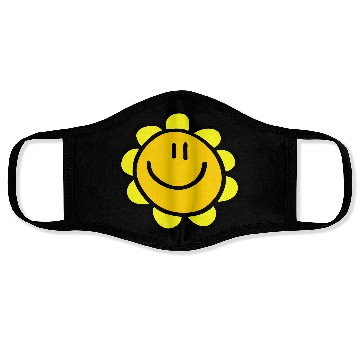Discover happy smiling sun flower Face Masks