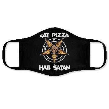Discover Baphomet Pentagram Lucifer Eat Pizza Hail Satan Face Masks