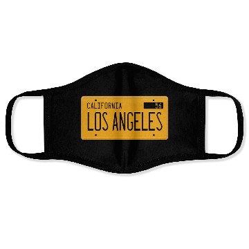 Discover Los Angeles California 1956 yellow license plate Face Masks
