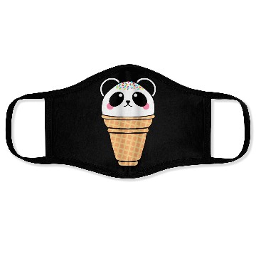 Discover Cute funny sweet Ice cream panda Kawaii cartoon. Face Masks