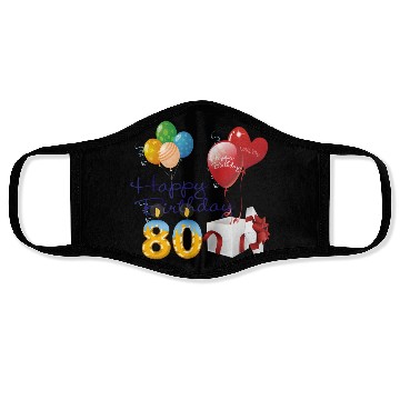 Discover 80th Birthday Anniversary candles balloons present Face Masks