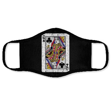 Discover queen of clubs playing card Face Masks
