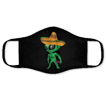 Discover VIVA MEXICO QUE PASA CINCO DE MAYO GREEN ALIEN FUN Face Masks