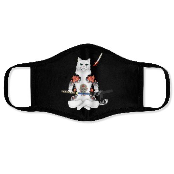 Discover Japanese Samurai Cat Katana Ninja Yakuza Tattoo Face Masks